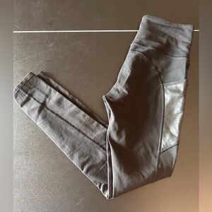 Athleta Black Leggings with Leather Details